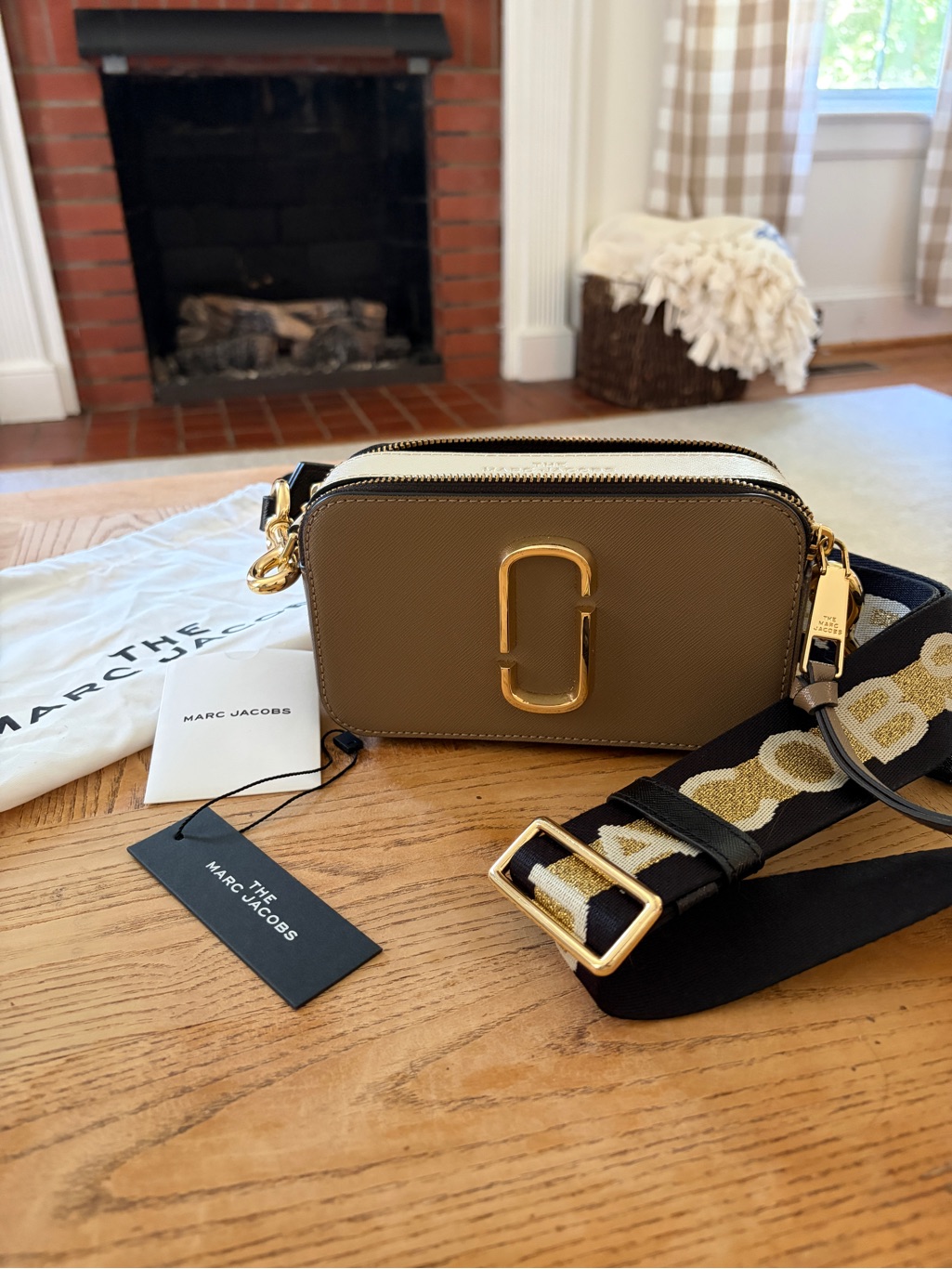 Marc Jacobs French Grey Snapshot Camera Bag With Gold Hardware